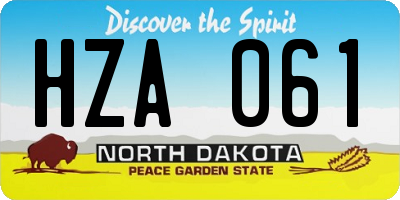 ND license plate HZA061