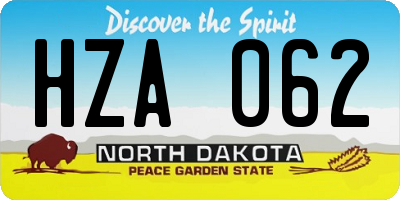 ND license plate HZA062