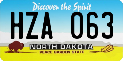 ND license plate HZA063