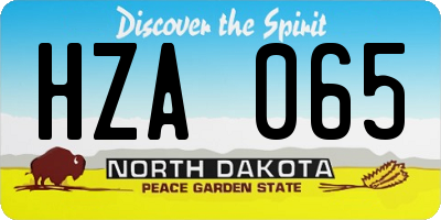 ND license plate HZA065
