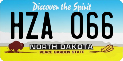 ND license plate HZA066