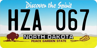 ND license plate HZA067