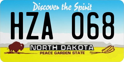 ND license plate HZA068