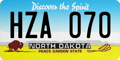 ND license plate HZA070