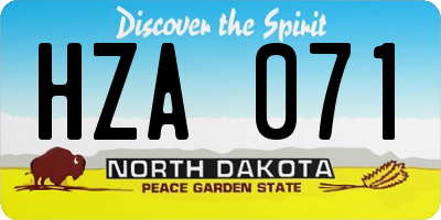 ND license plate HZA071