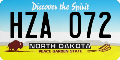 ND license plate HZA072