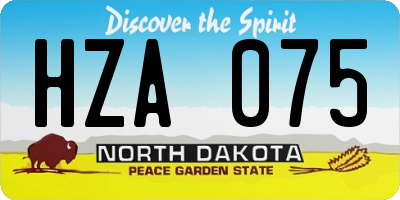 ND license plate HZA075