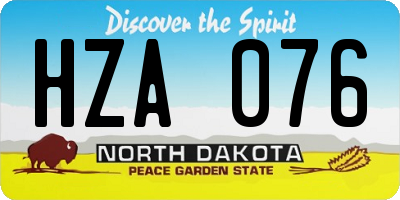 ND license plate HZA076