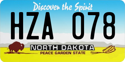 ND license plate HZA078