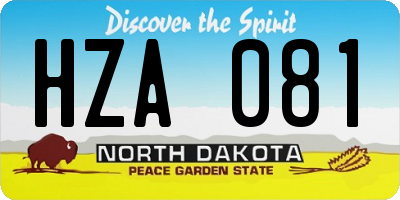 ND license plate HZA081