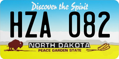 ND license plate HZA082