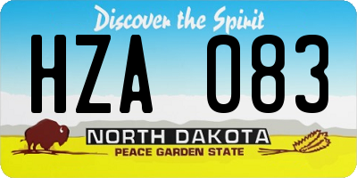 ND license plate HZA083