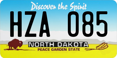 ND license plate HZA085