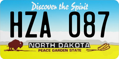 ND license plate HZA087