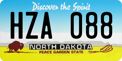 ND license plate HZA088