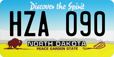 ND license plate HZA090