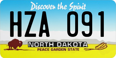 ND license plate HZA091
