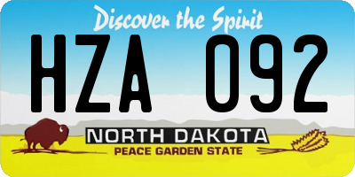 ND license plate HZA092