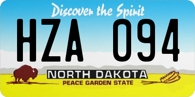 ND license plate HZA094