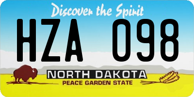 ND license plate HZA098