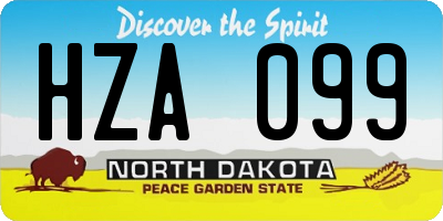 ND license plate HZA099