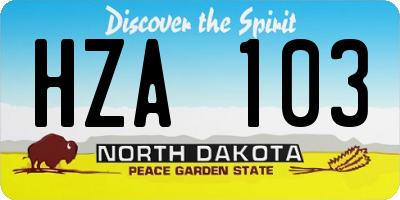 ND license plate HZA103