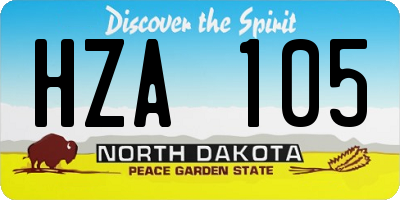 ND license plate HZA105