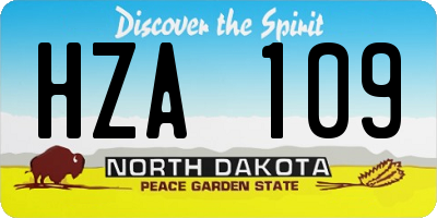 ND license plate HZA109