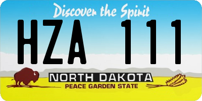 ND license plate HZA111