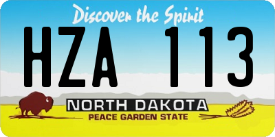 ND license plate HZA113