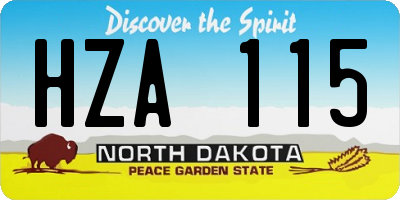 ND license plate HZA115