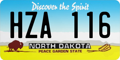 ND license plate HZA116