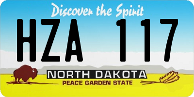 ND license plate HZA117