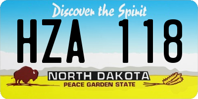 ND license plate HZA118