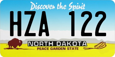 ND license plate HZA122