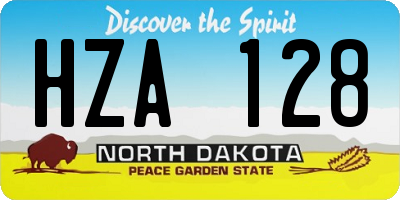 ND license plate HZA128
