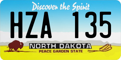 ND license plate HZA135