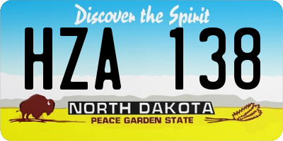 ND license plate HZA138