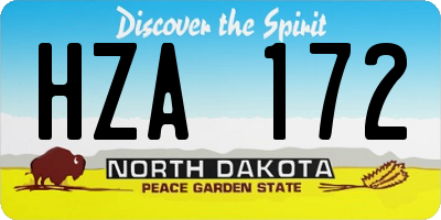 ND license plate HZA172