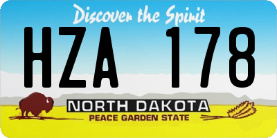 ND license plate HZA178