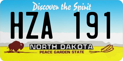 ND license plate HZA191