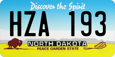 ND license plate HZA193