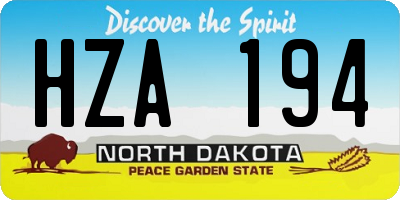 ND license plate HZA194