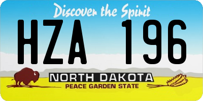 ND license plate HZA196