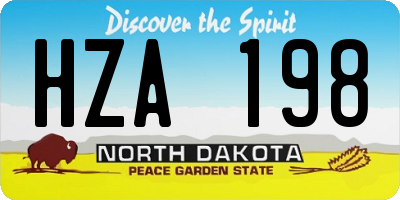 ND license plate HZA198