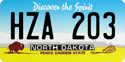 ND license plate HZA203