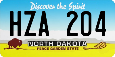 ND license plate HZA204