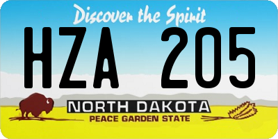ND license plate HZA205