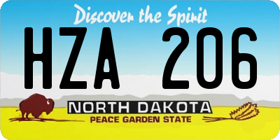 ND license plate HZA206