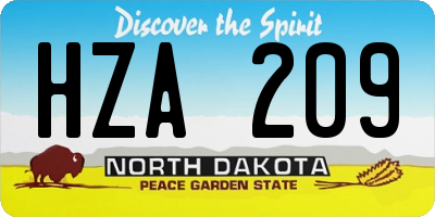 ND license plate HZA209